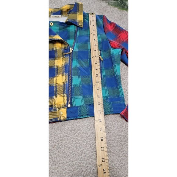 Carmin Women's Tartan Color Block Long Sleeve Patched Plaid Flannel Large - Picture 10 of 15